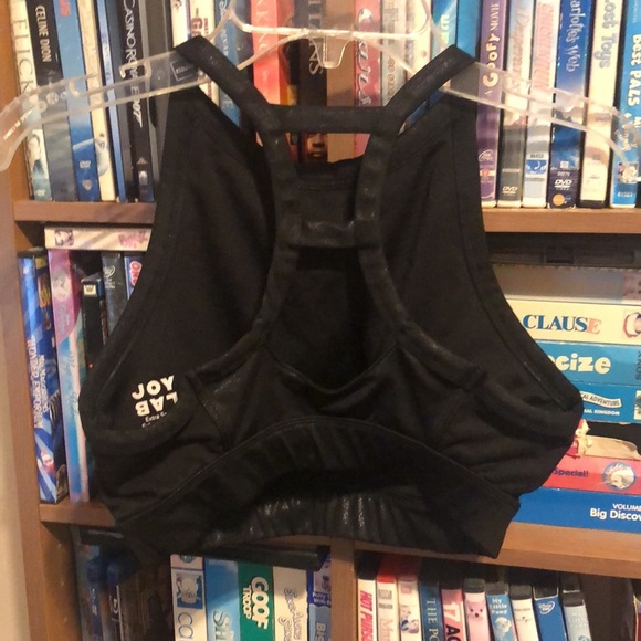 JoyLab Black Metallic Shimmer High Neckline Sports Bra Sz XS - Picture 6 of 7